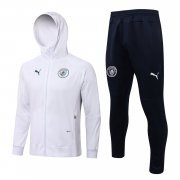 Men's Manchester City Hoodie White Training Suit Jacket + Pants 21/22