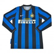 2009/10 Inter Milan Retro Home Black & Blue Stripes Long Sleeve Men Jersey Jersey