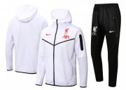 Men's Liverpool Hoodie White Training Suit Jacket + Pants 22/23