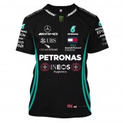 Mercedes AMG Petronas 2021/2022 Black 3D Fashion F1 Team T-Shirt Men's
