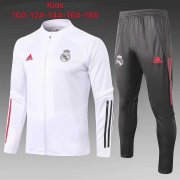 Kid's 2020-2021 Real Madrid White Jacket Soccer Training Suit