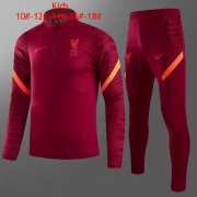 21/22 Liverpool Maroon Half Zip Soccer Training Suit Kid's