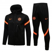 Men's Chelsea Hoodie Black - Orange Training Suit Jacket + Pants 21/22