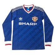 1986/1987 Manchester United Retro Away Blue Long Sleeve Men Jersey Jersey