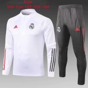 Kid's 2020-2021 Real Madrid White Half Zip Soccer Training Suit