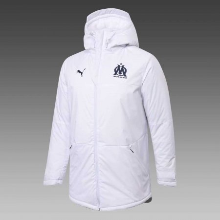 20/21 Olympique Marseille White Soccer Winter Jacket Men's