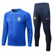 Men's France Blue Training Jacket + Pants Set 2022