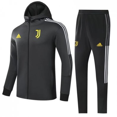Men's Juventus Hoodie Black Training Suit Jacket + Pants 21/22