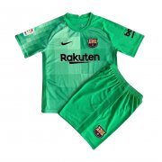 Kid's Barcelona Goalkeeper Green Jersey + Short 21/22