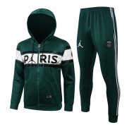 21/22 PSG x Jordan Hoodie Green Soccer Training Suit(Jacket + Pants) Men's