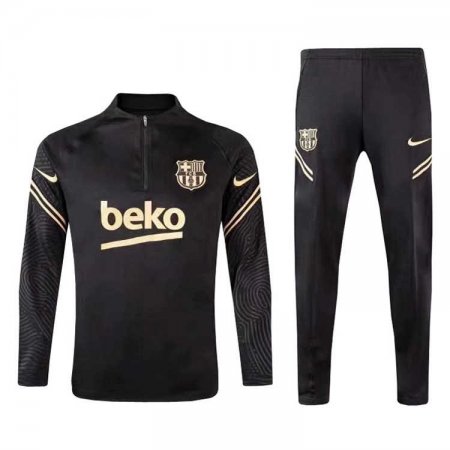 20/21 Barcelona Black - Gold Half Zip Soccer Training Suit Men