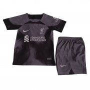 Kid's Liverpool Goalkeeper Black Jersey + Short Set 22/23