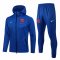 21/22 Barcelona Hoodie Blue Soccer Training Suit(Jacket + Pants) Men's