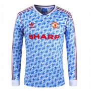 1990/92 Manchester United Retro Away Blue LS Men Jersey Jersey