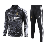 Kid's Real Madrid Black Training Sweatshirt + Pants Set 23/24