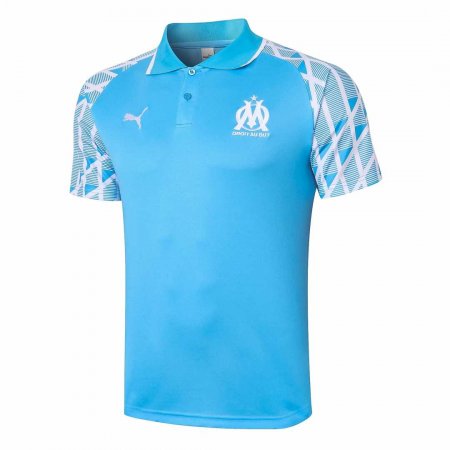 20/21 Olympique Marseille Soccer Polo Jersey All Blue - Mens