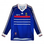 Men's France Home Long Sleeve Jersey 1998 #Retro