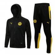 Men's Borussia Dortmund Hoodie Black Training Suit Jacket + Pants 21/22