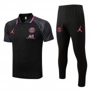 Men's PSG Black Training Polo + Pants Set 22/23