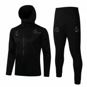21/22 Real Madrid Hoodie Black Soccer Training Suit(Jacket + Pants) Men's