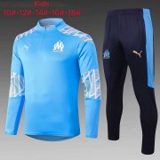 Kid's 2020-2021 Olympique Marseille Blue Half Zip Soccer Training Suit