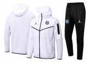Men's PSG Hoodie White Training Suit Jacket + Pants 22/23