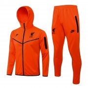 Men's Liverpool Hoodie Orange Training Suit Jacket + Pants 21/22