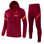 Men's Liverpool Hoodie Burgundy Training Suit (Jacket + Pants) 21/22