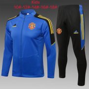 Kid's Manchester United Blue Training Suit Jacket + Pants 21/22