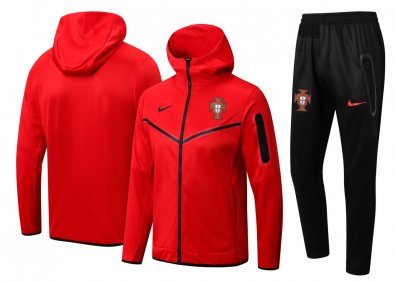 Men's Portugal Hoodie Red Training Suit Jacket + Pants 2022