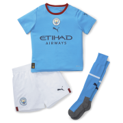 Kid's Manchester City Home Jersey + Short + Socks Set 22/23