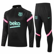 2020-2021 Barcelona Black Half Zip Soccer Training Suit