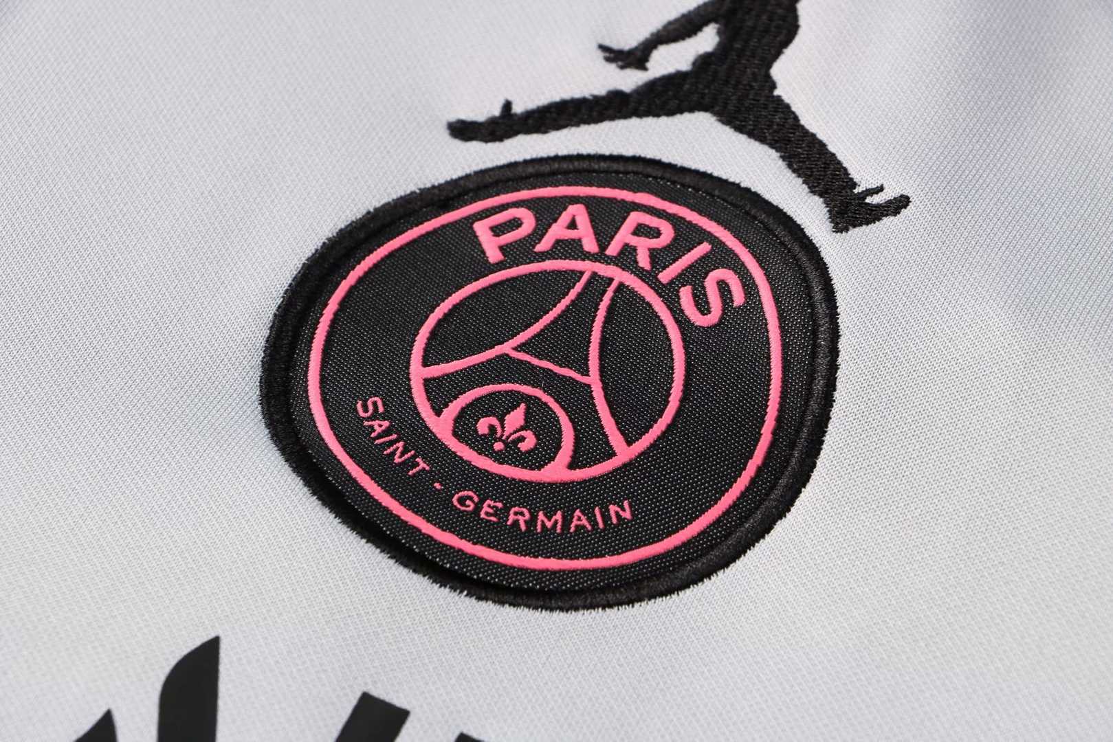 21/22 PSG x Jordan Hoodie Grey Soccer Training Suit (Jacket + Pants) Men's 