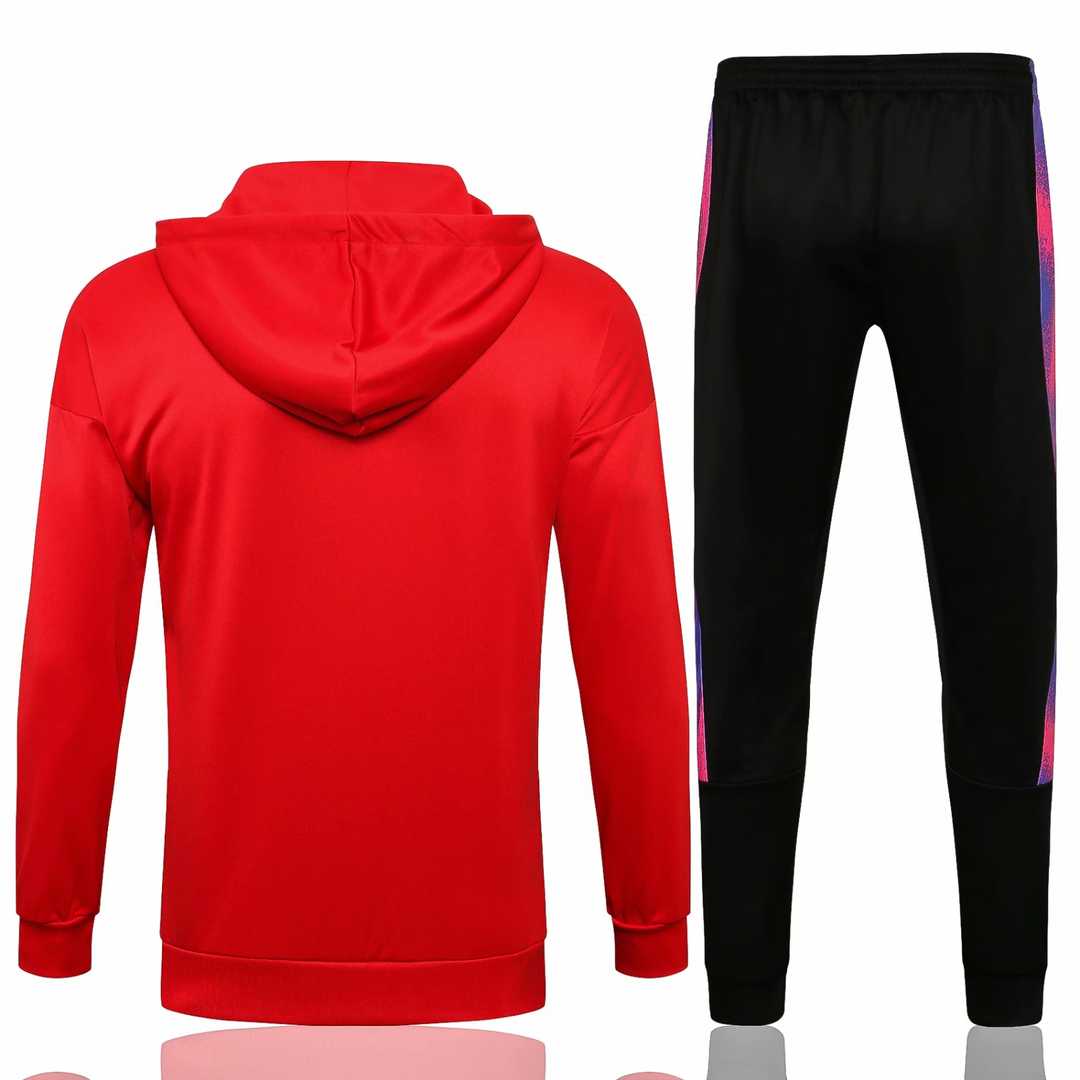 21/22 PSG x Jordan Hoodie Red Soccer Training Suit (Jacket + Pants) Men's