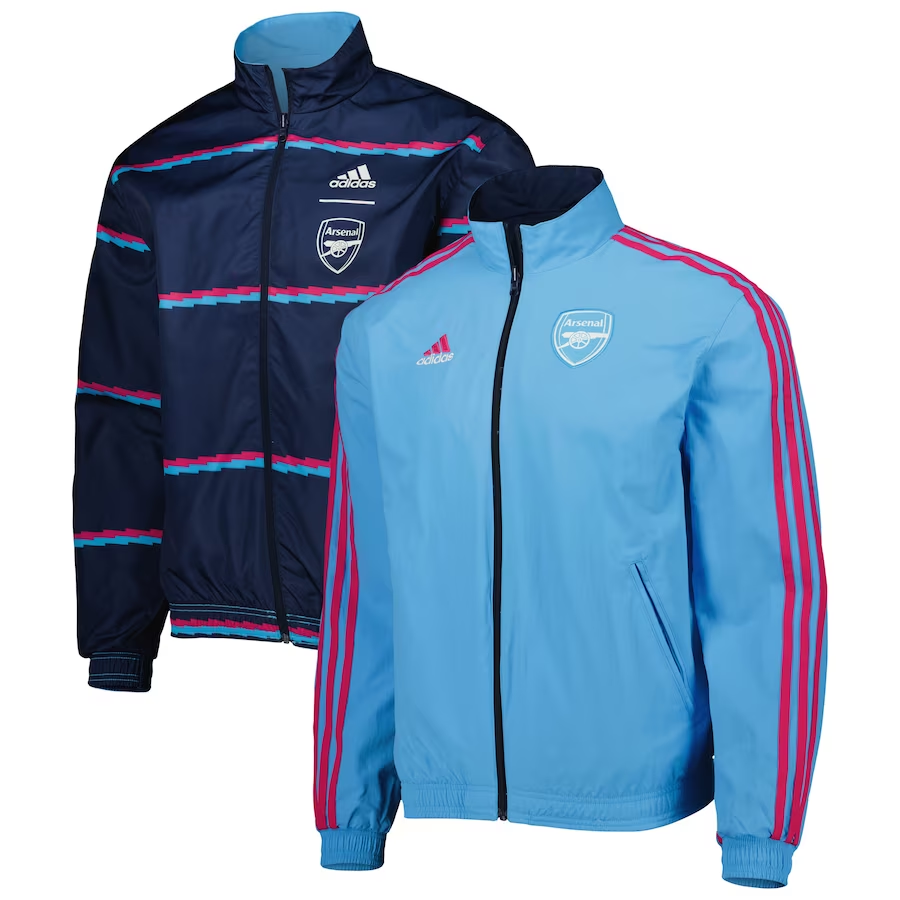 Men's Arsenal On-Field Team Logo Anthem Reversible Blue&Navy Full-Zip Windrunner Jacket 23/24